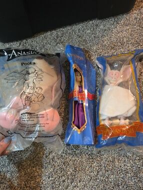 Set Of Vintage 1997 Anastasia Toys From Burger King - New In Box And Bags
